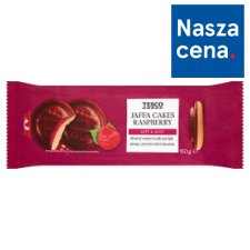 Tesco Biszkopty z galaretką malinową oblane czekoladą 150 g