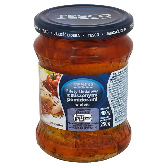 Tesco Filety śledziowe z suszonymi pomidorami w oleju 400 g