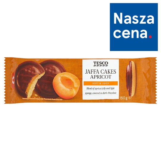Tesco Biszkopty z galaretką morelową oblane czekoladą 150 g