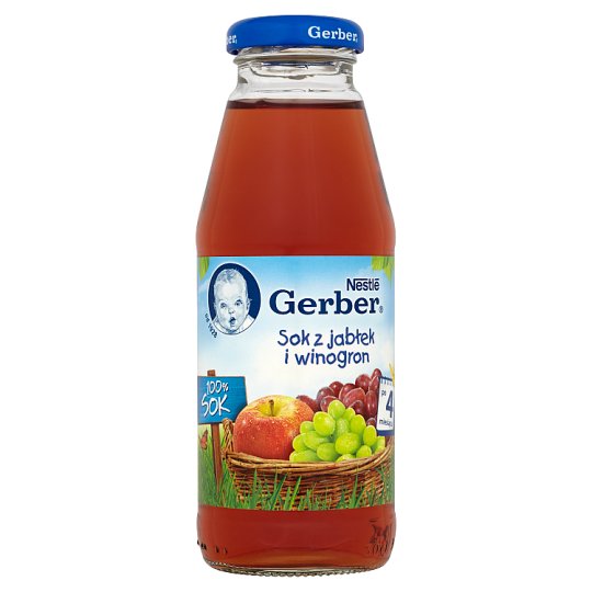 Gerber 100% Sok z jabłek i winogron po 4 miesiącu 300 ml