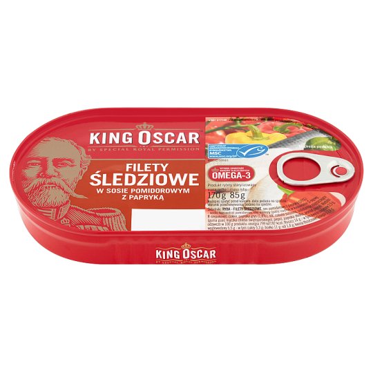 King Oscar Filety śledziowe w sosie pomidorowym z papryką 170 g
