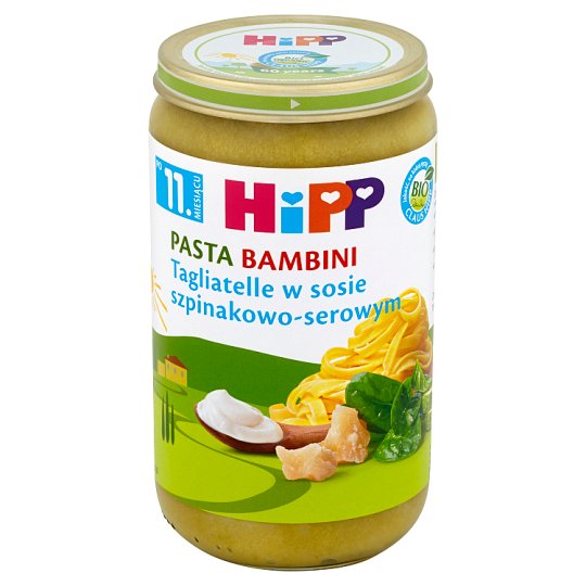 HiPP BIO Pasta Bambini Tagliatelle w sosie szpinakowo-serowym po 11. miesiącu 250 g