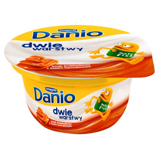 Danone Danio Dwie warstwy Serek homogenizowany o smaku śmietankowym z sosem karmelowym 120 g