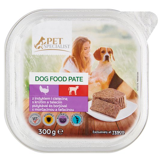 Tesco Pet Specialist Karma dla dorosłych psów pasztet z indykiem i cielęciną 300 g