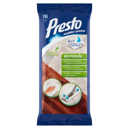 Presto Ściereczki nawilżane do czyszczenia podłóg 16 sztuk