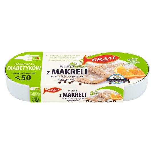 GRAAL Filety z makreli w wodzie z cytryną i pieprzem 110 g