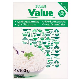 Tesco Value Ryż długoziarnisty 400 g (4 torebki)