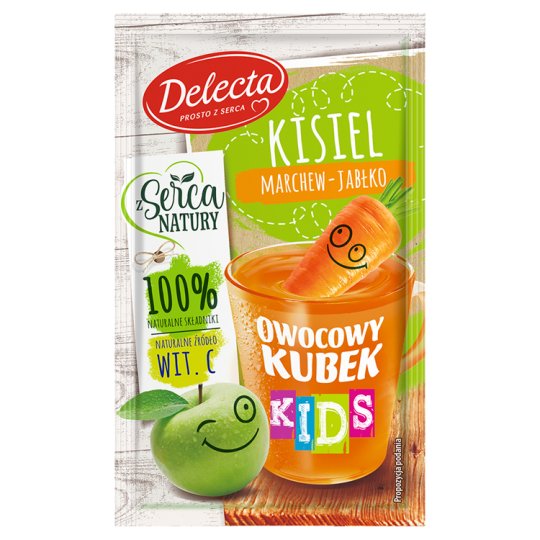 Delecta Owocowy kubek Kids Kisiel marchew-jabłko 31 g
