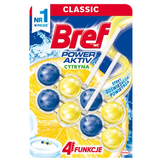 Bref WC Power Aktiv Zawieszka myjąco-zapachowa do muszli WC soczysta cytryna 2 x 50 g