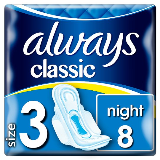 Always Classic Night Podpaski ze skrzydełkami, 8 sztuk