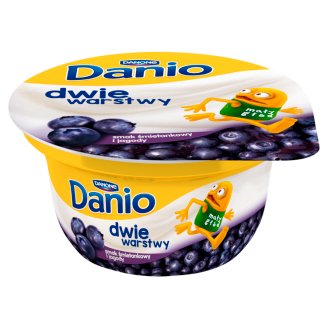 Danone Danio Dwie warstwy Serek homogenizowany o smaku śmietankowym z jagodami 120 g