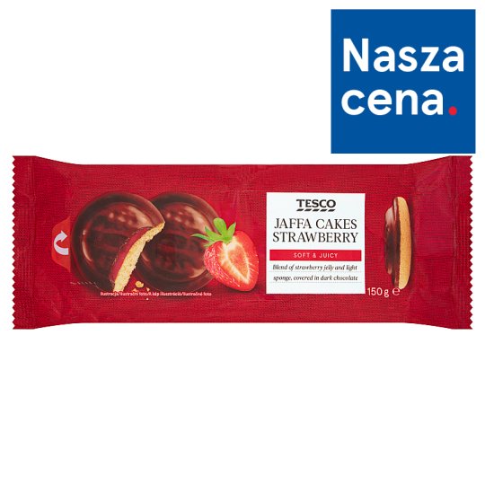 Tesco Biszkopty z galaretką truskawkową oblane czekoladą 150 g