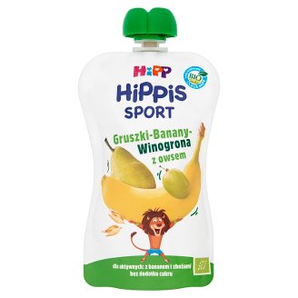HiPP BIO HiPPiS Sport Gruszki-Banany-Winogrona z owsem Mus owocowy po 1. roku 120 g