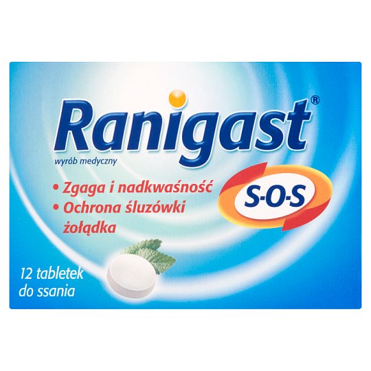 Ranigast S-O-S Wyrób medyczny 12 tabletek do ssania