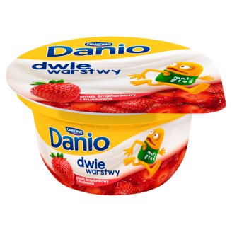 Danone Danio Dwie warstwy Serek homogenizowany o smaku śmietankowym z truskawkami 120 g
