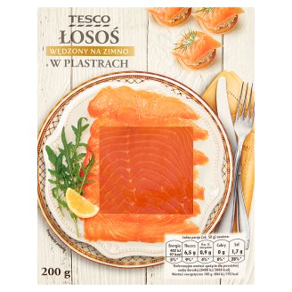 Tesco Łosoś wędzony na zimno w plastrach 200 g