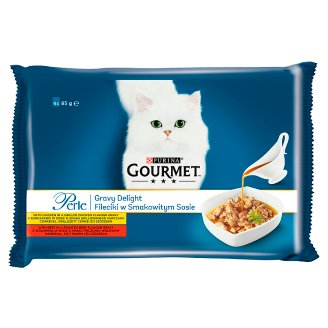 Gourmet Perle Pełnoporcjowa karma dla dorosłych kotów fileciki w smakowitym sosie 340 g (4 x 85 g)