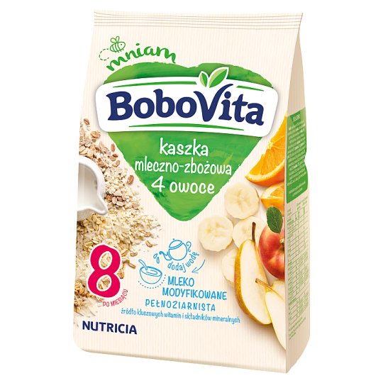BoboVita Kaszka mleczno-zbożowa 4 owoce po 8 miesiącu 230 g