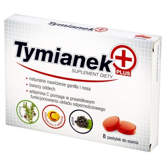 Tymianek Plus Pastylki do ssania Suplement diety 28 g (8 sztuk)