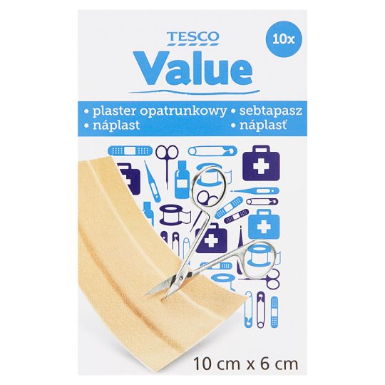 Tesco Value Plaster opatrunkowy 10 cm x 6 cm 10 sztuk