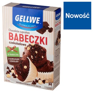 Gellwe Babeczki mocno czekoladowe z kawałkami białej i ciemnej czekolady 300 g