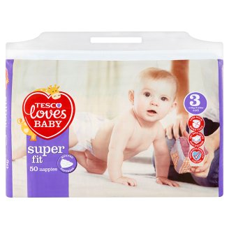 Tesco Loves Baby Super Fit Pieluszki jednorazowe 3 midi 4-9 kg 50 sztuk