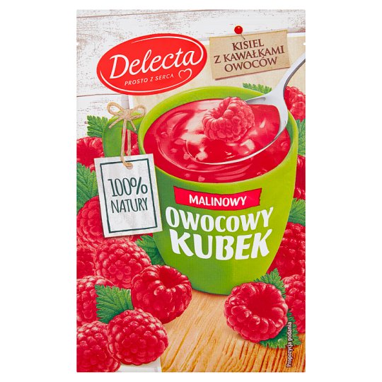 Delecta Owocowy kubek Kisiel o smaku malinowym 30 g