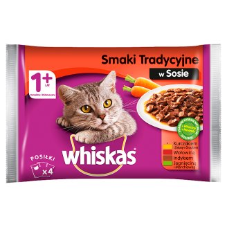 Whiskas Wybór dań mięsnych w sosie Karma pełnoporcjowa 1+ lat 400 g (4 saszetki)