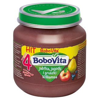 BoboVita Jabłka jagody i gruszki Williamsa po 4 miesiącu 125 g