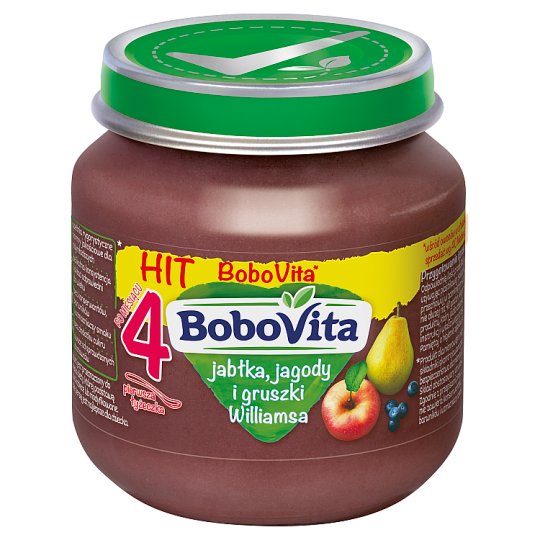 BoboVita Jabłka jagody i gruszki Williamsa po 4 miesiącu 125 g