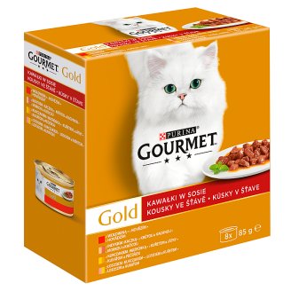 Gourmet Gold Kawałki w sosie Pełnoporcjowa karma dla dorosłych kotów 8 x 85 g