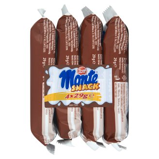 Zott Monte Snack Biszkopt z kremem mlecznym i czekoladowo-orzechowym 4 x 29 g