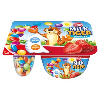 Zott Milk Tiger Jogurt truskawkowy z drażami kakaowymi 76 g