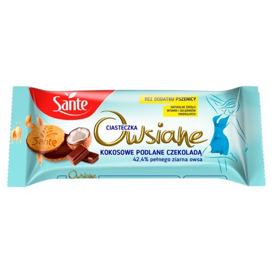 Sante Niezłe Ciacho Ciasteczka owsiane kokosowe podlane czekoladą 170 g