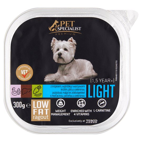 Tesco Pet Specialist Premium Karma dla dorosłych psów ragout z indykiem wątróbką i warzywami 300 g