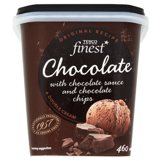 Tesco Finest Chocolate Flavour Ice Cream with Chocolate Flavoured Sauce and Chocolate Chips 460 ml