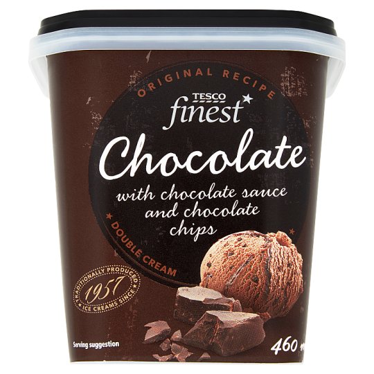 Tesco Finest Lody o smaku czekoladowym z sosem o smaku czekoladowym i kawałkami czekolady 460 ml