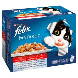 Felix Fantastic Wybór mięs w galaretce Karma dla dorosłych kotów 12 x 100 g