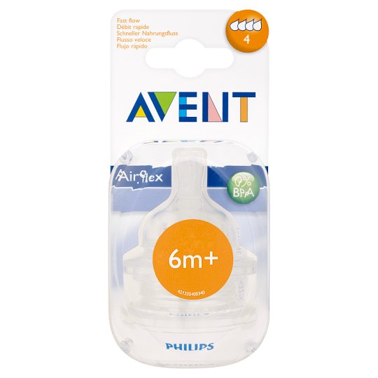 Avent Airflex Smoczek do karmienia silikonowy szybki od 6 miesiąca 2 sztuki
