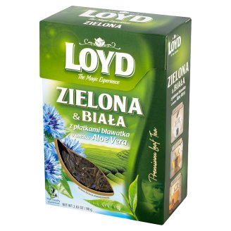 Loyd Herbata zielona i biała z płatkami bławatka o smaku Aloe Vera 80 g