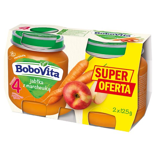BoboVita Jabłka z marchewką po 4 miesiącu 2 x 125 g