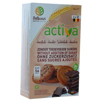 Activa Ciastka pełnoziarniste z kawałkami czekolady bez dodatku cukrów 150 g (6 x 2 sztuki)