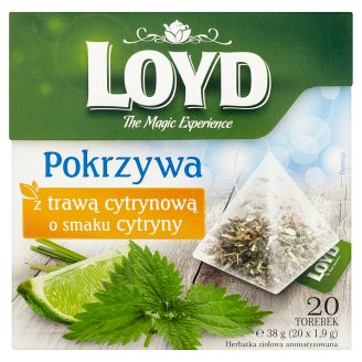 Loyd Herbatka ziołowa aromatyzowana pokrzywa z trawą cytrynową o smaku cytryny 38 g (20 torebek)