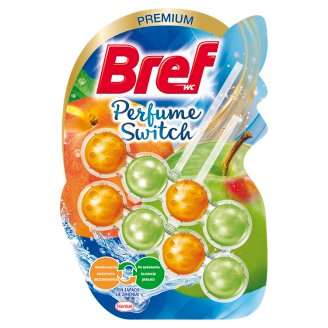 Bref WC Perfume Switch Zawieszka myjąco-zapachowa do muszli WC brzoskwinia-czerwone jabłko 2 x 50 g
