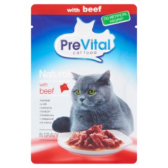PreVital Naturel Pełnoporcjowa karma dla kotów z wołowiną w sosie 85 g