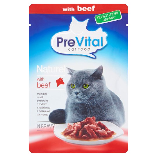 PreVital Naturel Pełnoporcjowa karma dla kotów z wołowiną w sosie 85 g