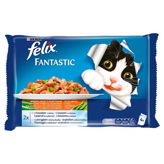 Felix Fantastic Karma dla kotów uczta oceanu z warzywami w galaretce 400 g (4 x 100 g)