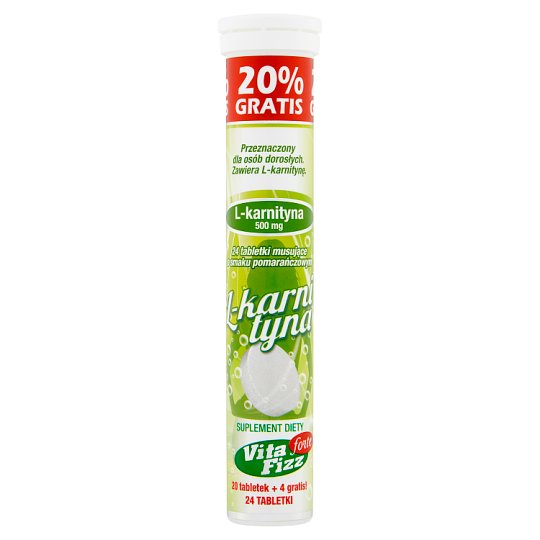 Vita Fizz Forte Suplement diety L-karnityna 500 mg o smaku pomarańczowym 96 g (24 sztuki)