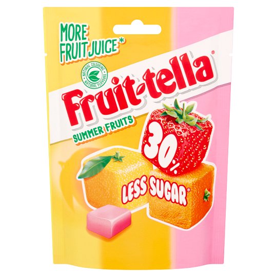Fruittella Cukierki do żucia o smaku truskawkowym pomarańczowym i cytrynowym 120 g