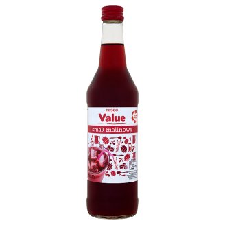 Tesco Value Zaprawa do napojów o smaku malinowym 500 ml